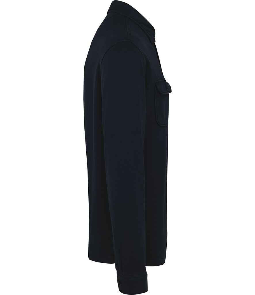 Native Spirit Faded Brushed Fleece Overshirt in Washed Navy, side view