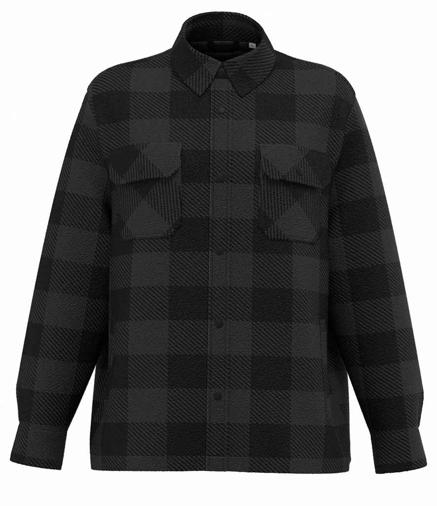 Native Spirit Checked Padded Overshirt in Iron Grey/Black, front view