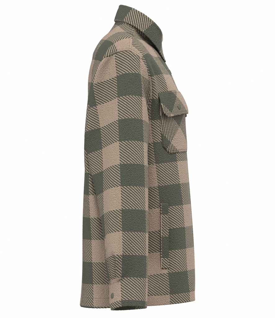 Native Spirit Checked Padded Overshirt in Wet Sand/Organic Khaki, side view