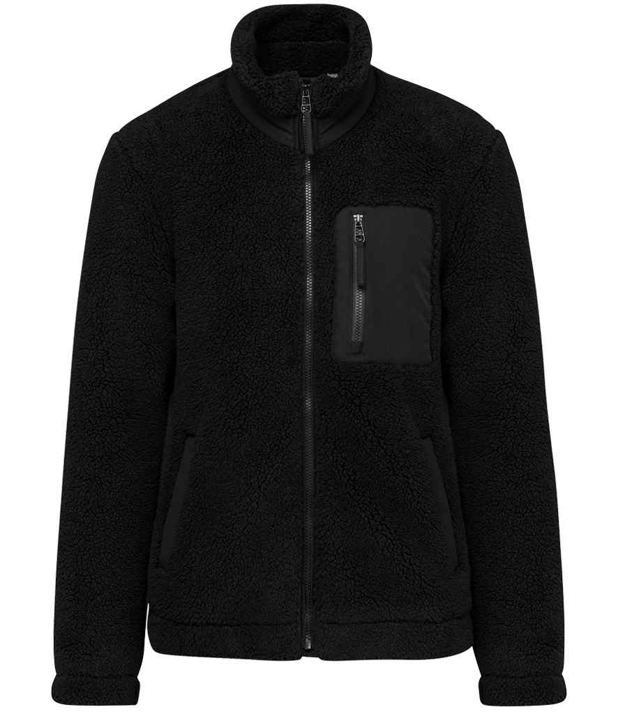 Native Spirit Unisex Sherpa Jacket in Black, front view