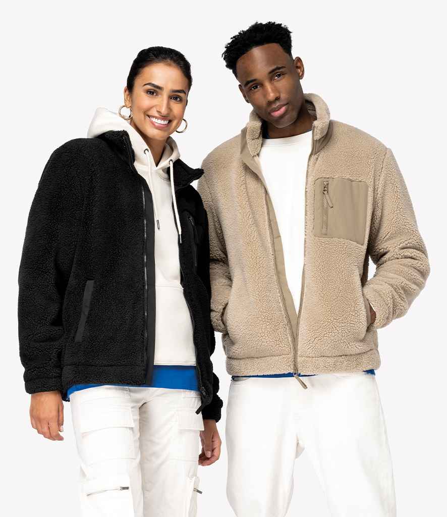 Native Spirit Unisex Sherpa Jacket in Wet Sand/Driftwood