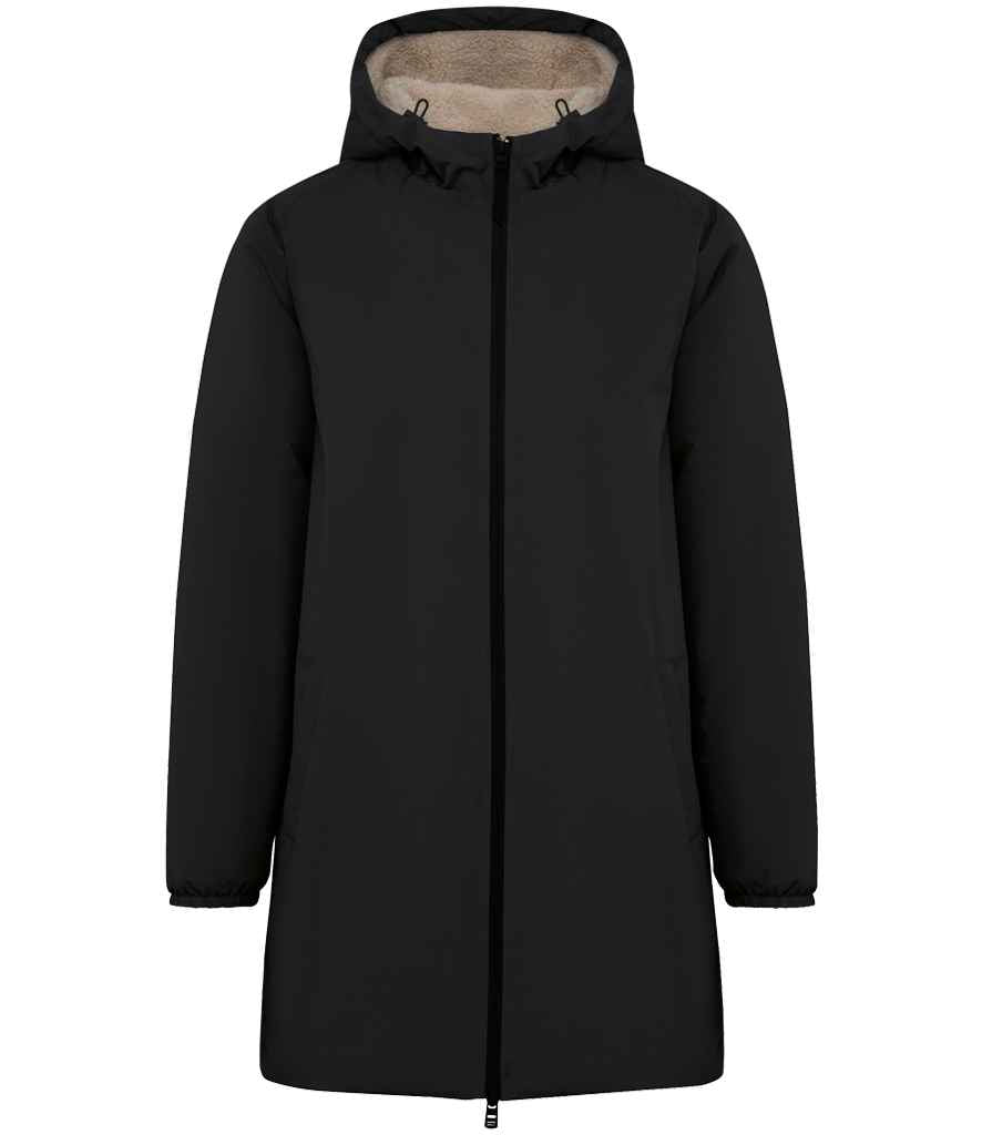 Native Spirit Unisex Sherpa Lined Waterproof Jacket in Black, front view