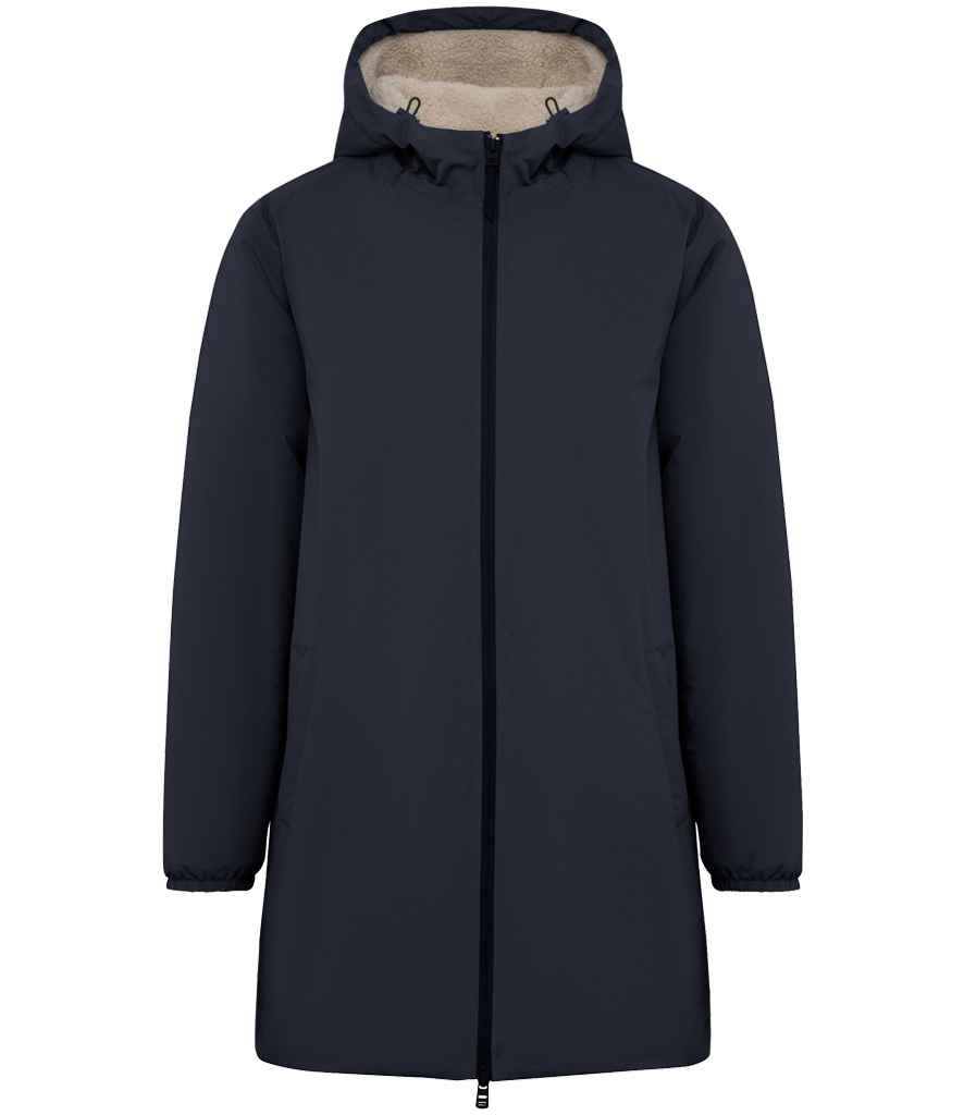 Native Spirit Unisex Sherpa Lined Waterproof Jacket in Navy, front view