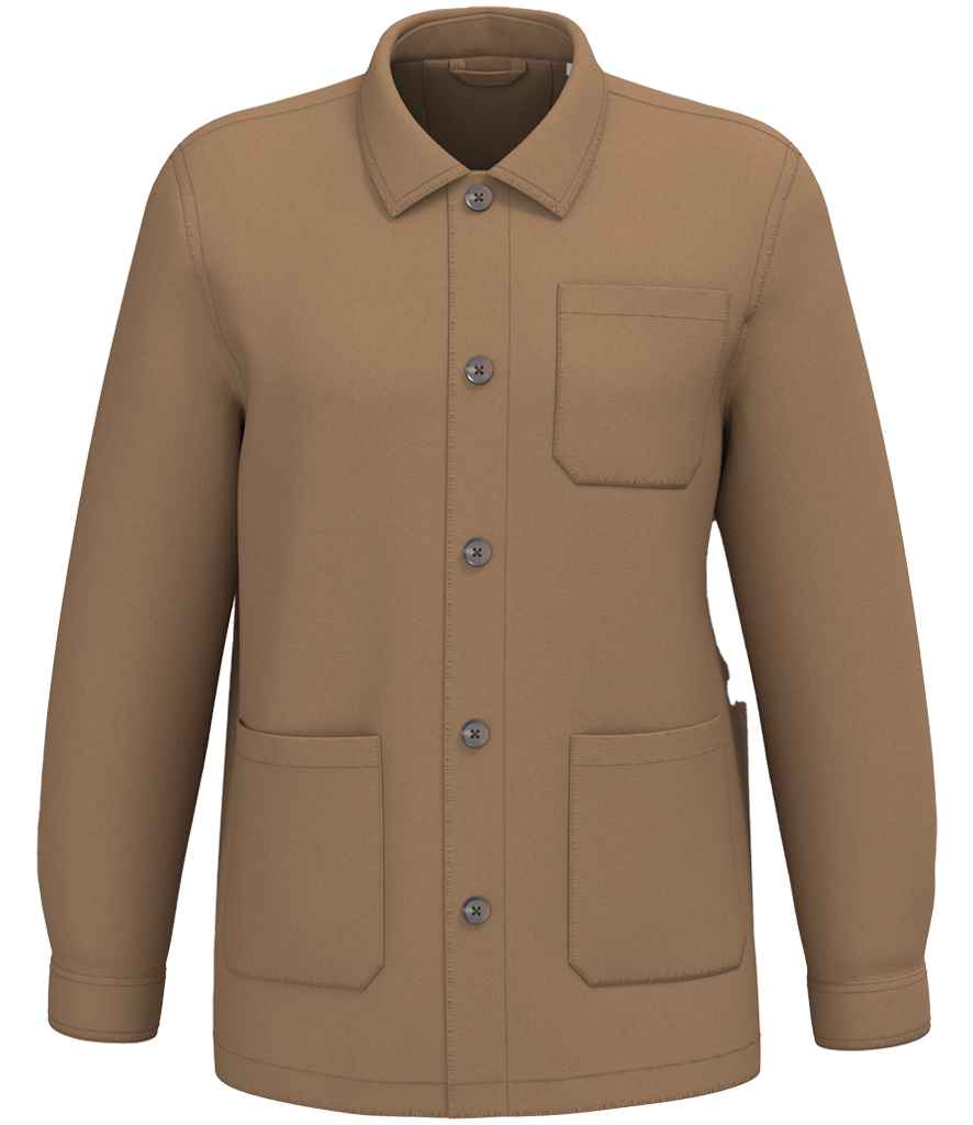 Native Spirit Washed Effect Work Jacket in Washed Dark Camel, front view