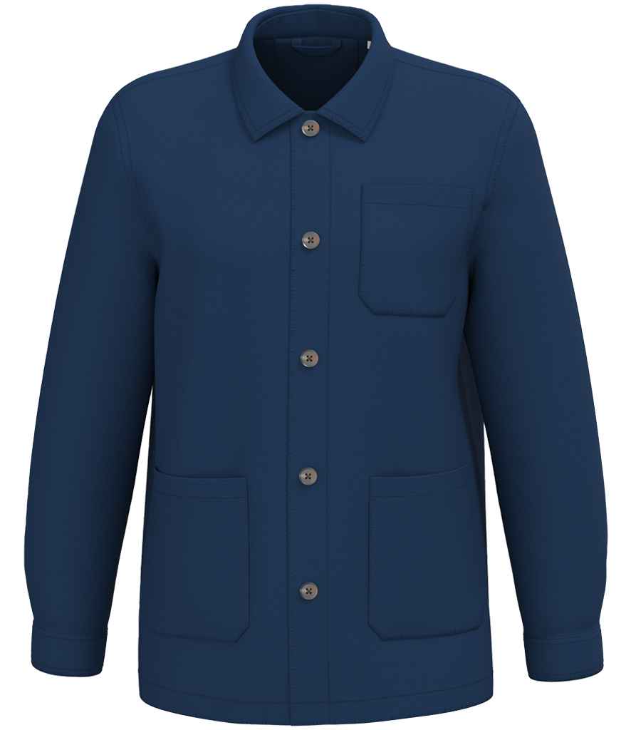 Native Spirit Washed Effect Work Jacket in Washed Indigo, front view