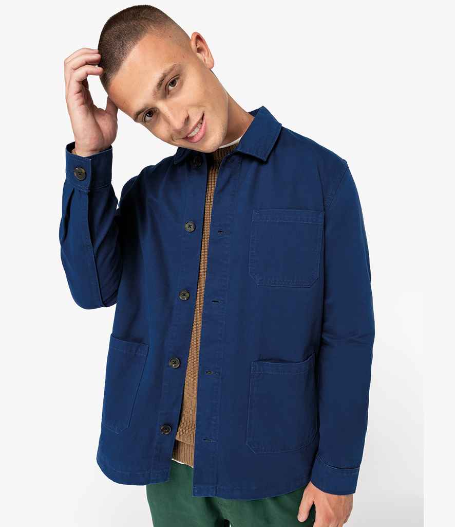 Native Spirit Washed Effect Work Jacket in Washed Indigo