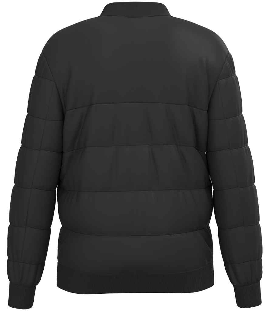 Native Spirit Varsity Collar Padded Jacket in Black, back view