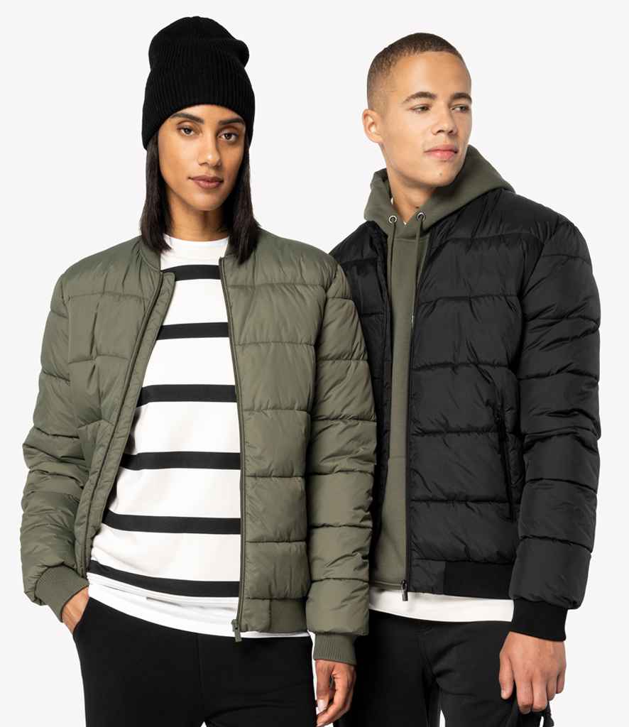 Native Spirit Varsity Collar Padded Jacket in Black
