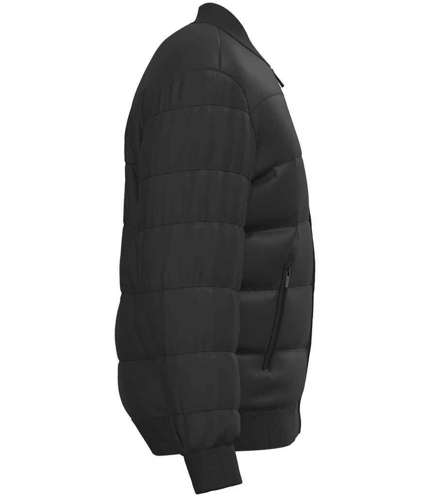 Native Spirit Varsity Collar Padded Jacket in Black, side view