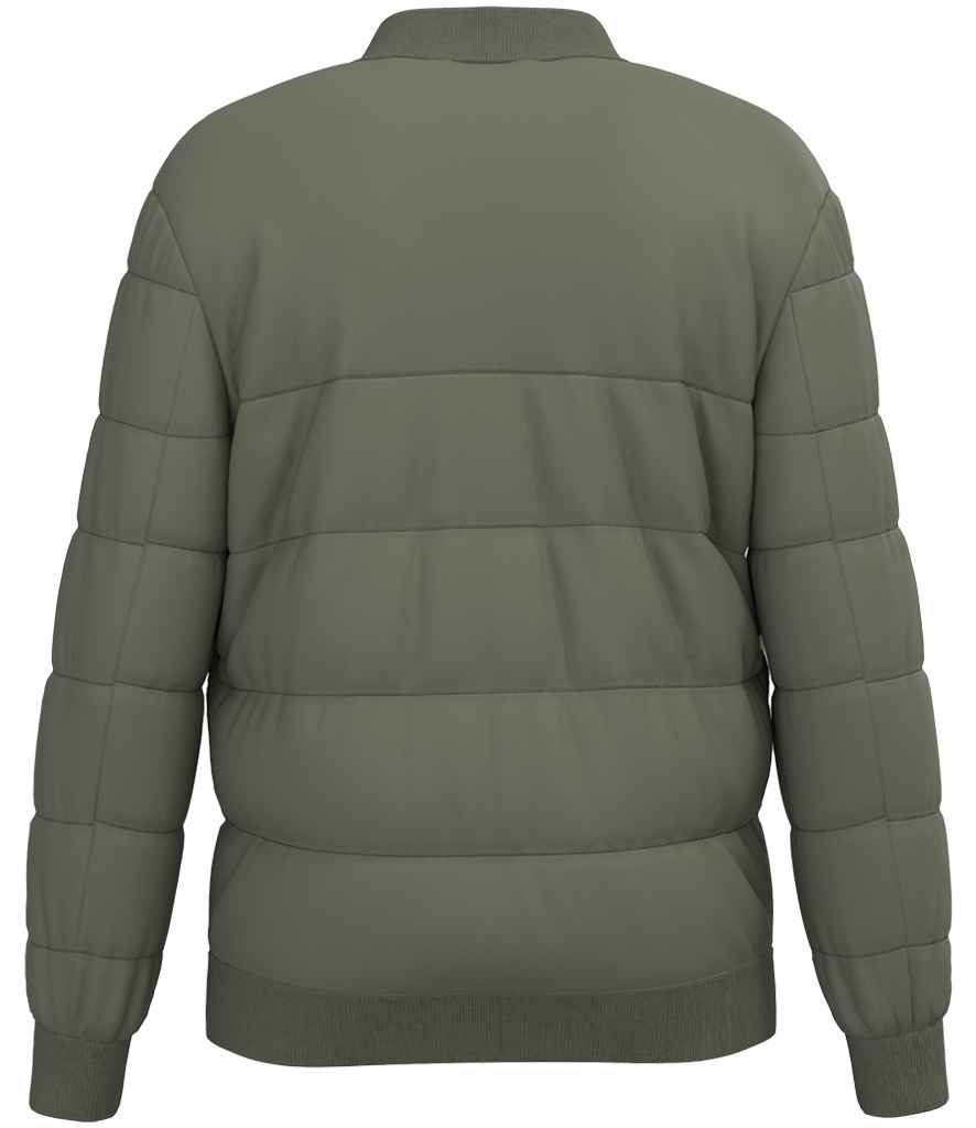 Native Spirit Varsity Collar Padded Jacket in Organic Khaki, back view