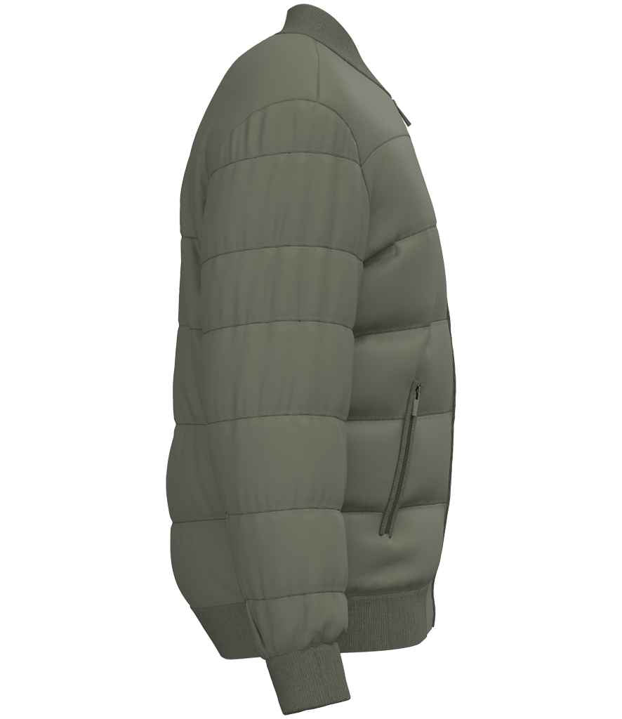 Native Spirit Varsity Collar Padded Jacket in Organic Khaki, side view