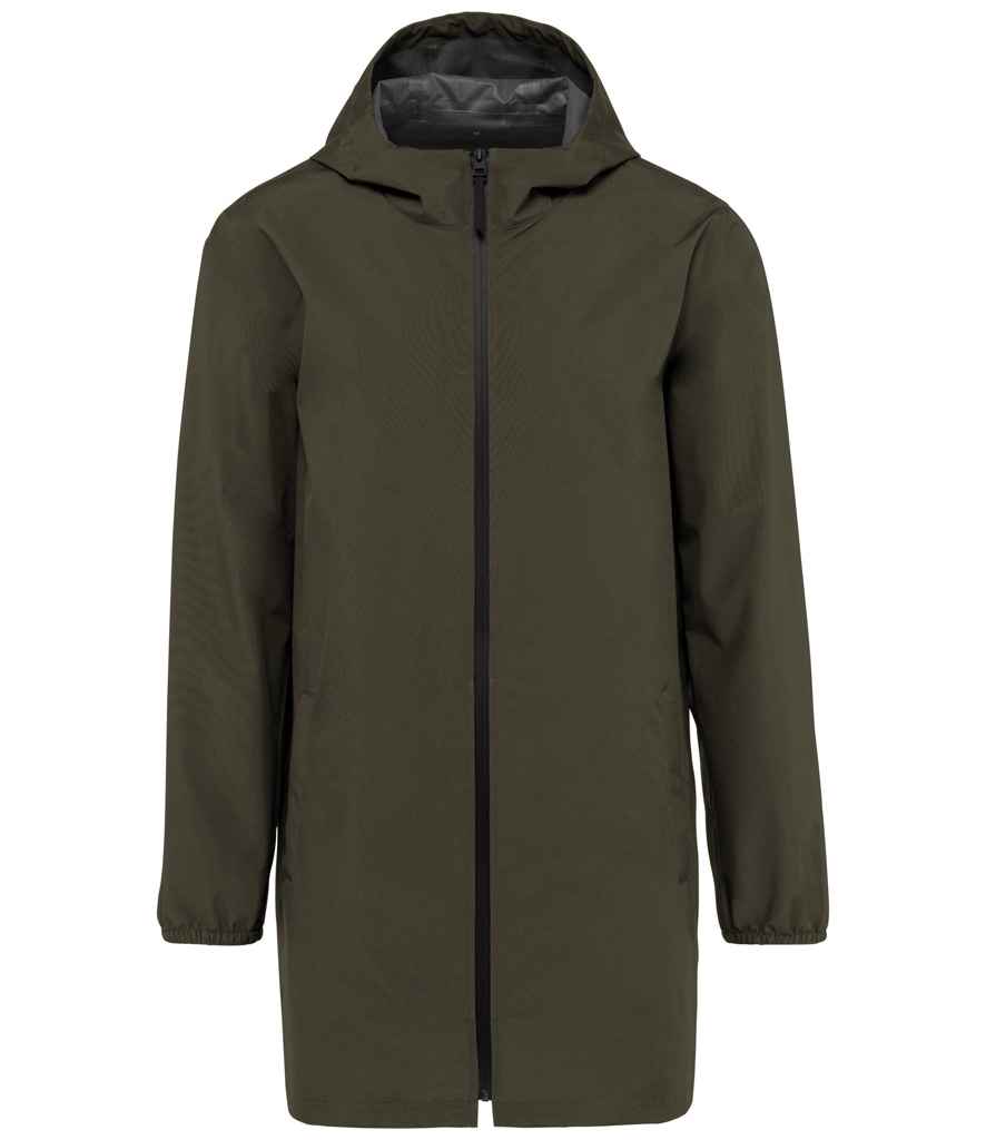 Native Spirit Unisex Waterproof Jacket in Organic Khaki, front view