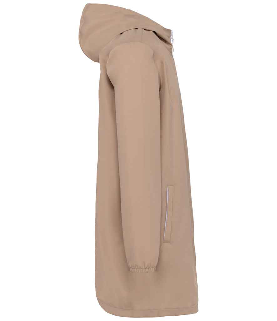 Native Spirit Unisex Waterproof Jacket in Wet Sand, side view