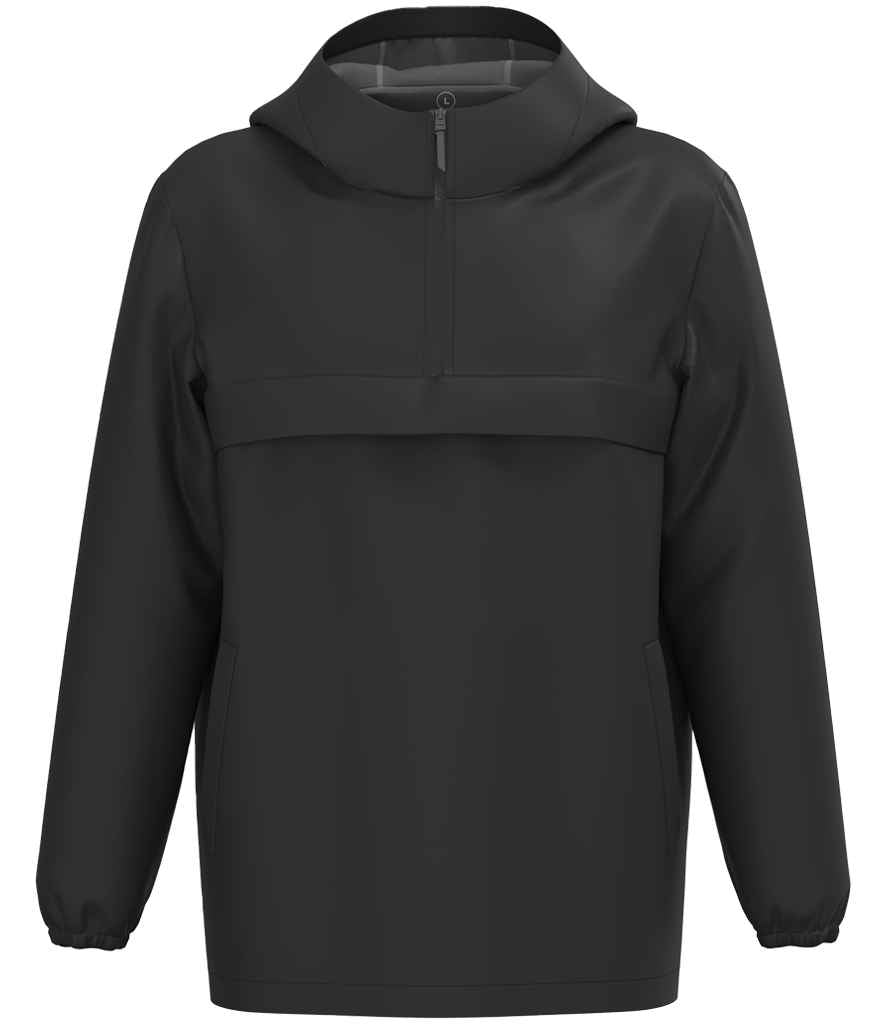 Native Spirit Unisex Waterproof 1/4 Zip Windbreaker in Black, front view