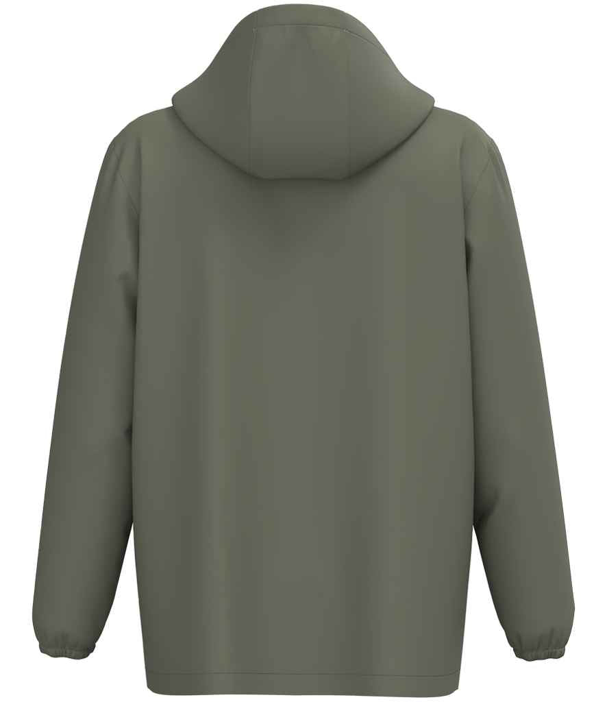 Native Spirit Unisex Waterproof 1/4 Zip Windbreaker in Organic Khaki, back view