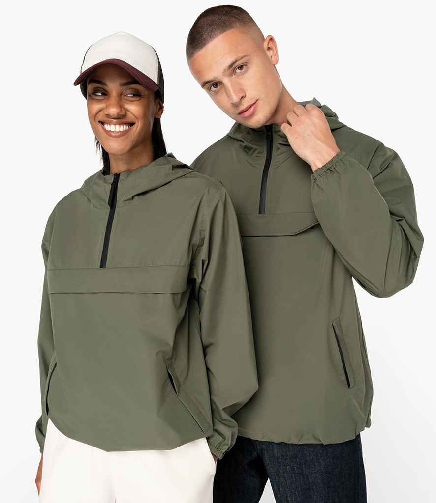 Native Spirit Unisex Waterproof 1/4 Zip Windbreaker in Organic Khaki