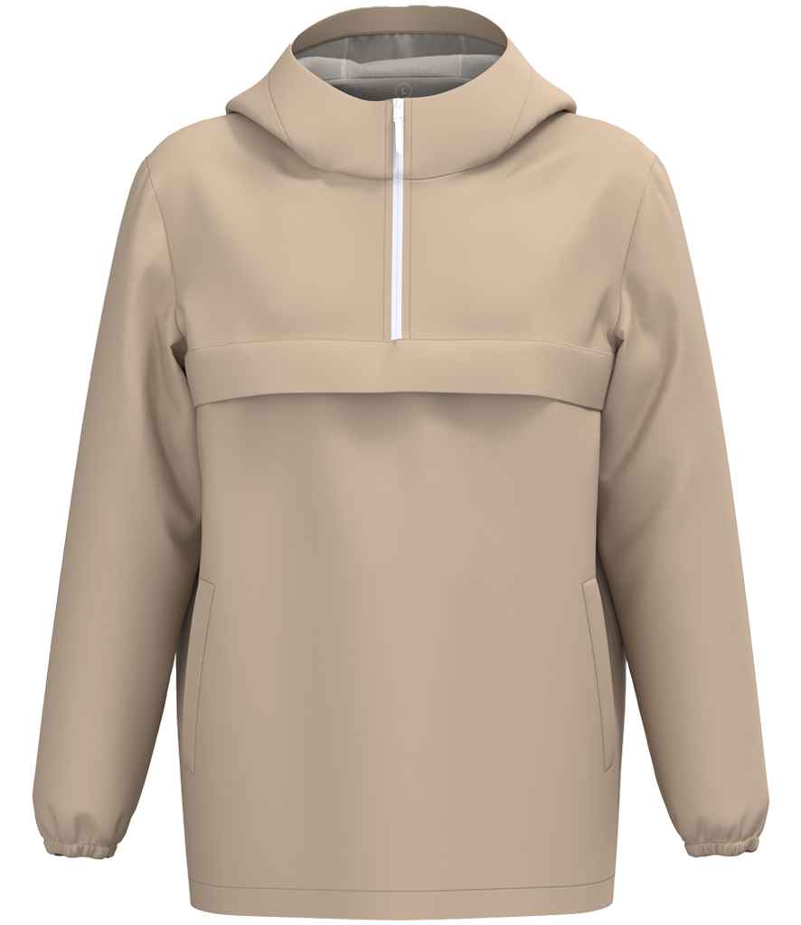 Native Spirit Unisex Waterproof 1/4 Zip Windbreaker in Wet Sand, front view