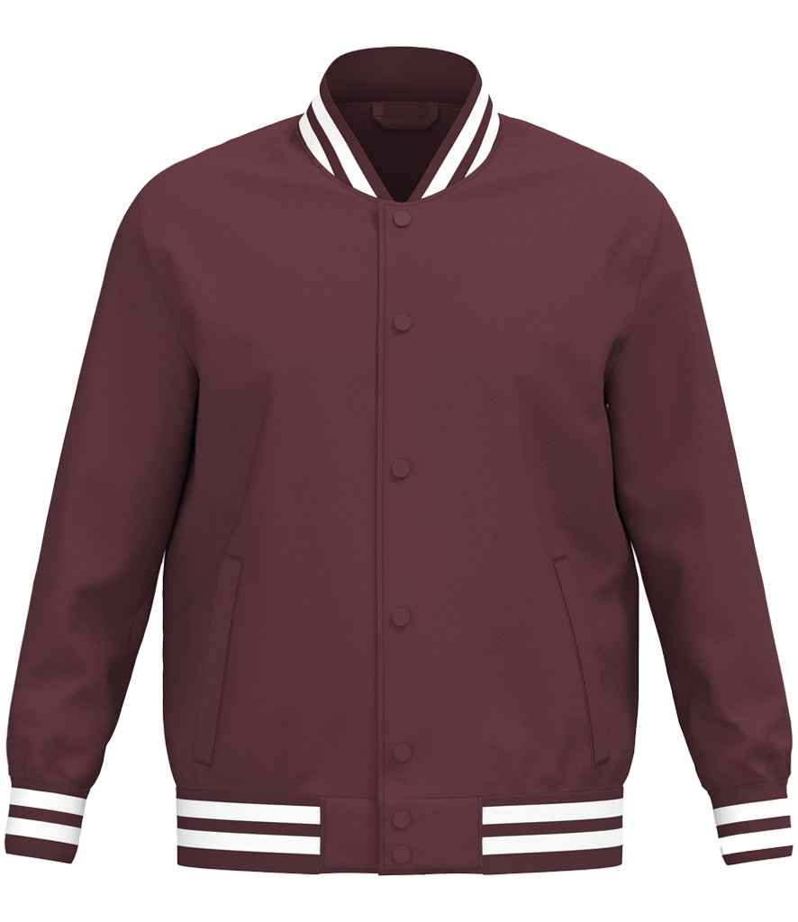 Native Spirit Unisex Varsity Padded Jacket in Dark Cherry, front view