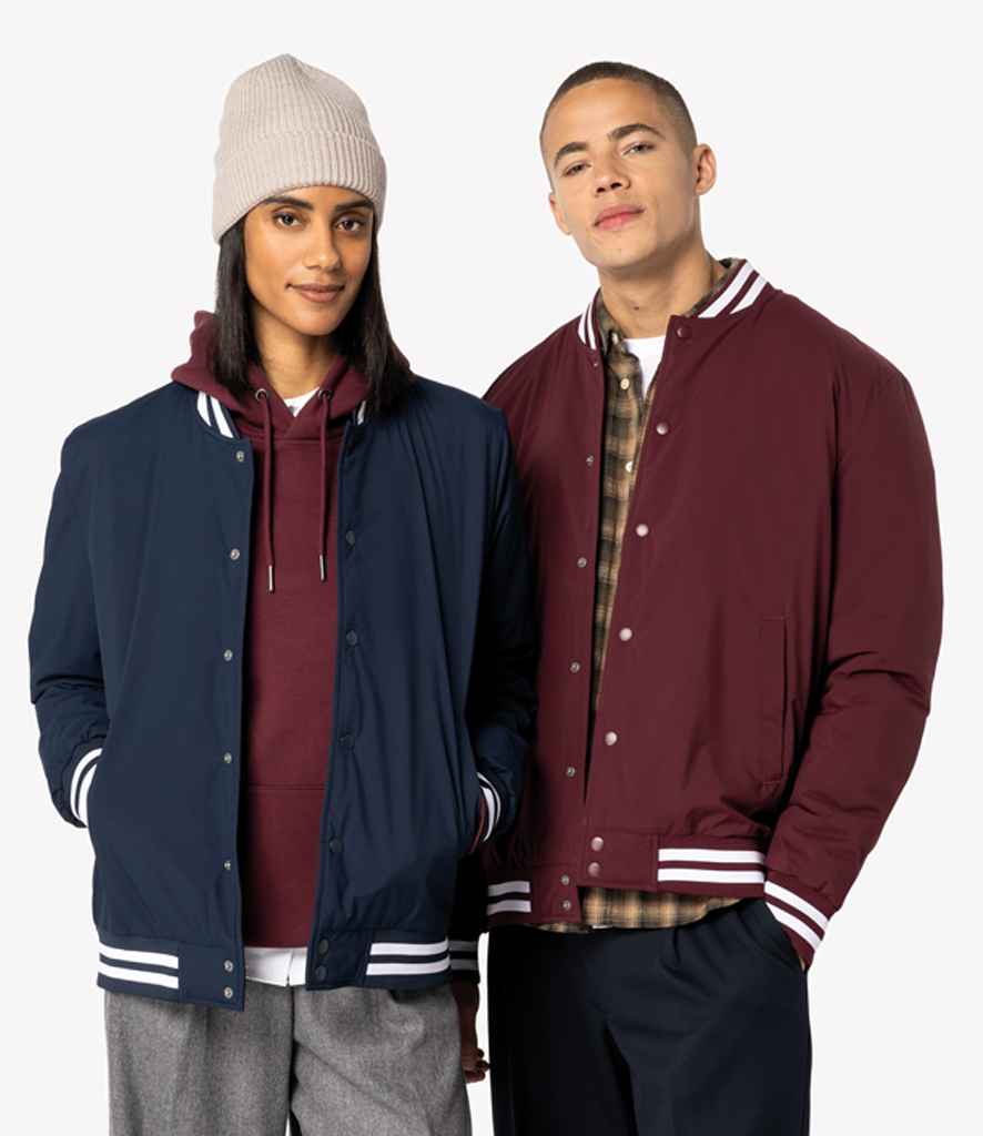 Native Spirit Unisex Varsity Padded Jacket in Dark Cherry