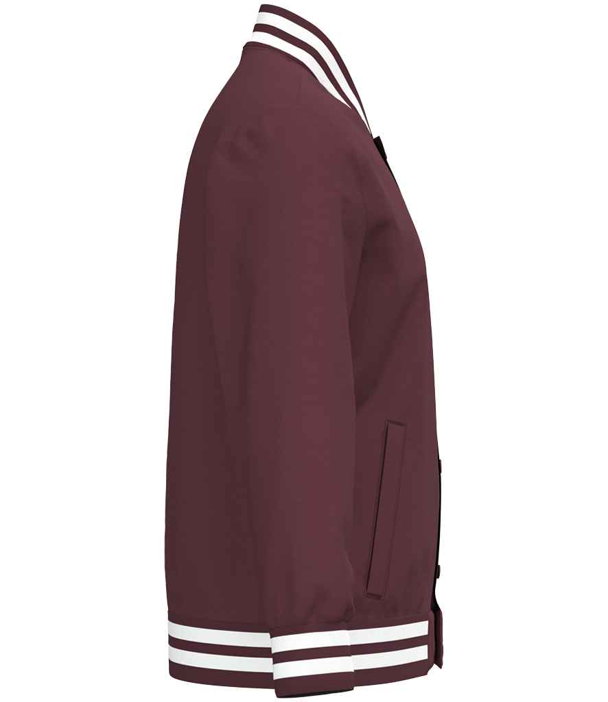 Native Spirit Unisex Varsity Padded Jacket in Dark Cherry, side view