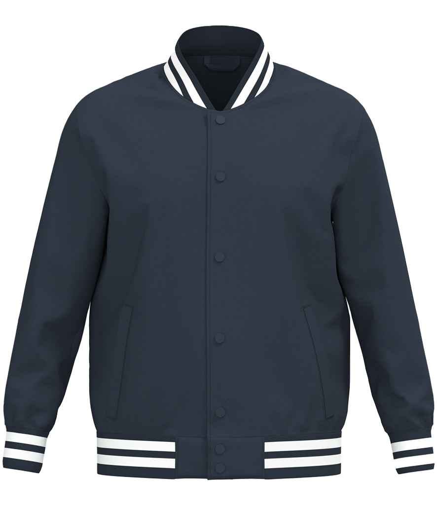 Native Spirit Unisex Varsity Padded Jacket in Navy, front view