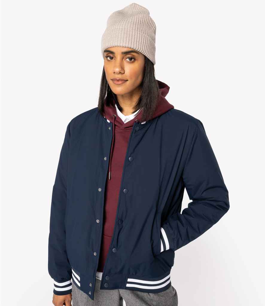 Native Spirit Unisex Varsity Padded Jacket in Navy