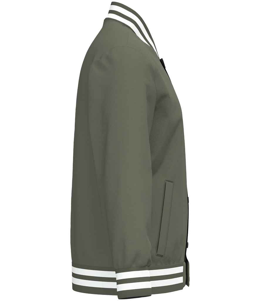Native Spirit Unisex Varsity Padded Jacket in Organic Khaki, side view