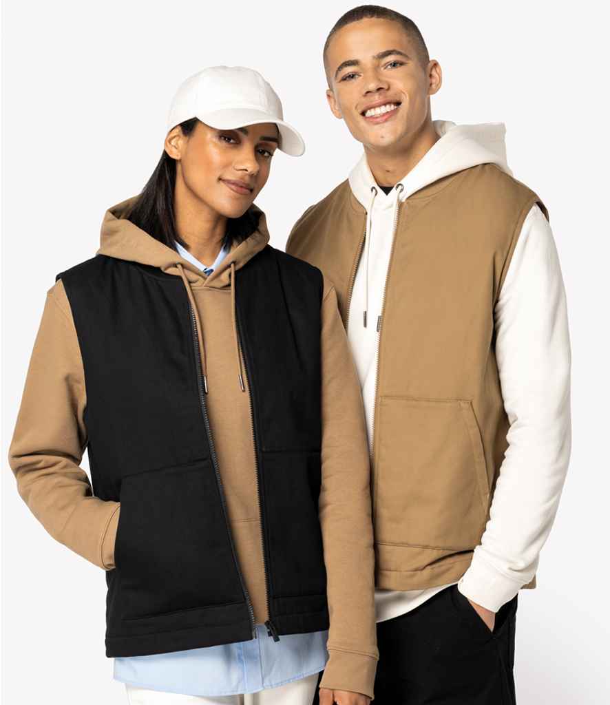 Native Spirit Unisex Twill Bodywarmer with Varsity Collar in Black