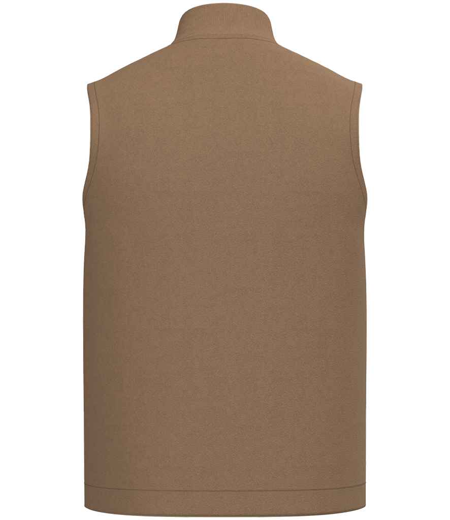 Native Spirit Unisex Twill Bodywarmer with Varsity Collar in Dark Camel, back view