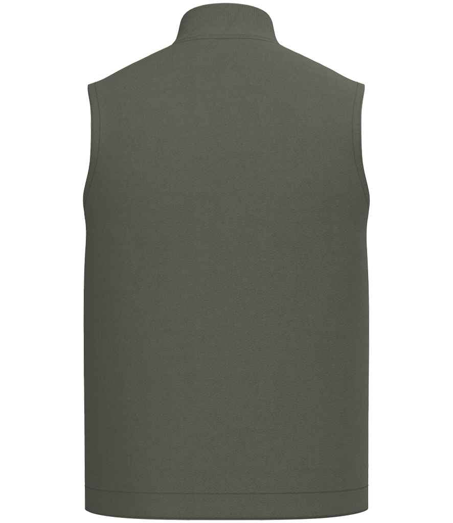 Native Spirit Unisex Twill Bodywarmer with Varsity Collar in Organic Khaki, back view