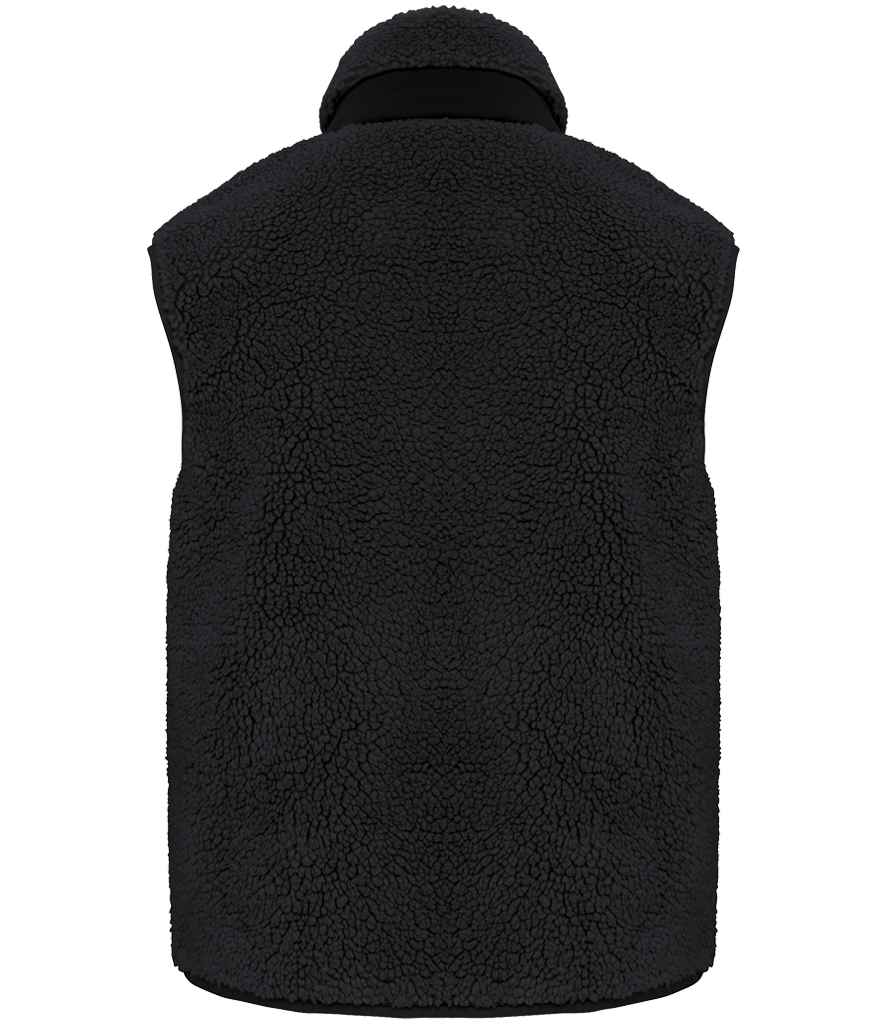 Native Spirit Unisex Sherpa Bodywarmer in Black, back view