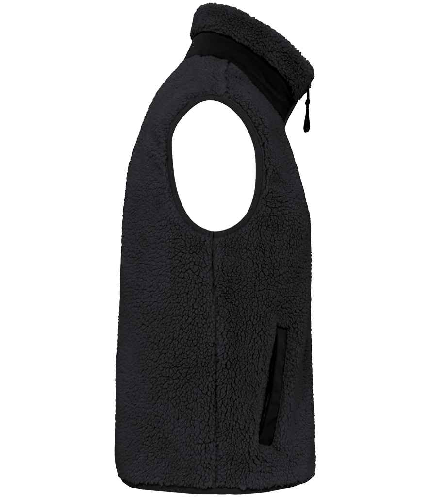 Native Spirit Unisex Sherpa Bodywarmer in Black, side view