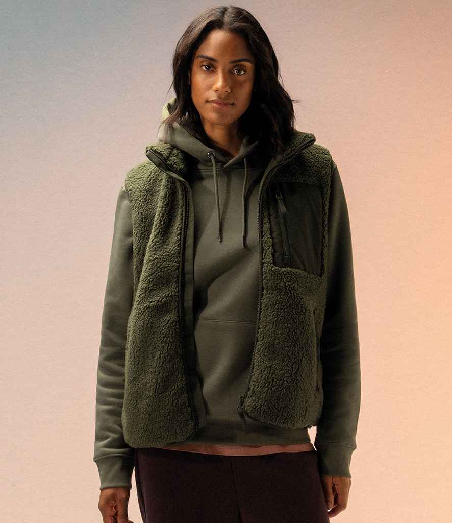 Native Spirit Unisex Sherpa Bodywarmer in Forest Khaki/Dark Khaki