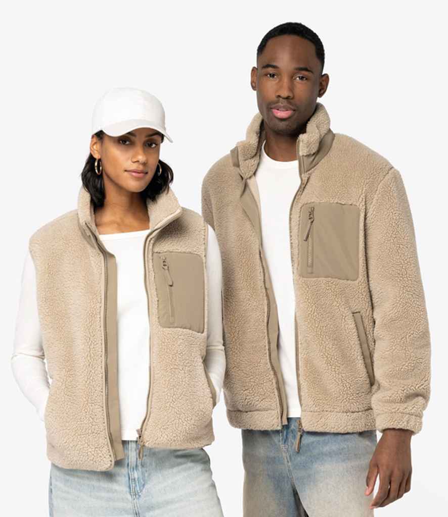 Native Spirit Unisex Sherpa Bodywarmer in Wet Sand/Driftwood
