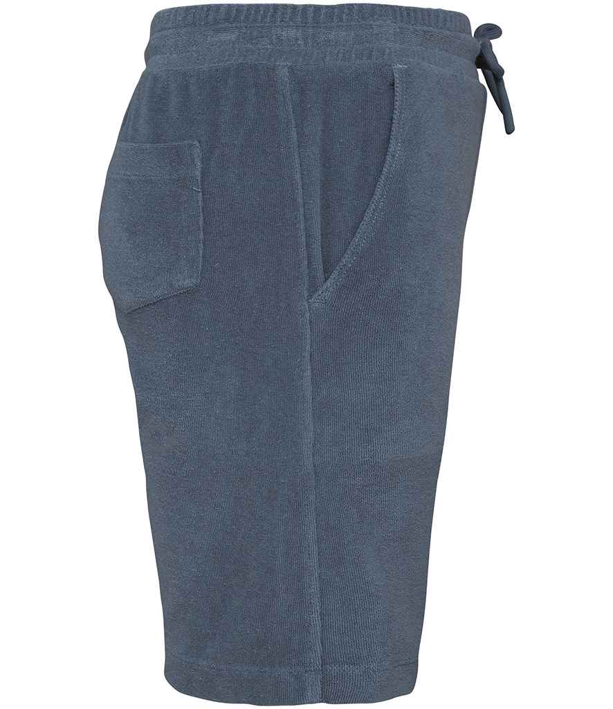 Native Spirit Kids Drawcord Terry Towel Shorts in Mineral Grey, side view