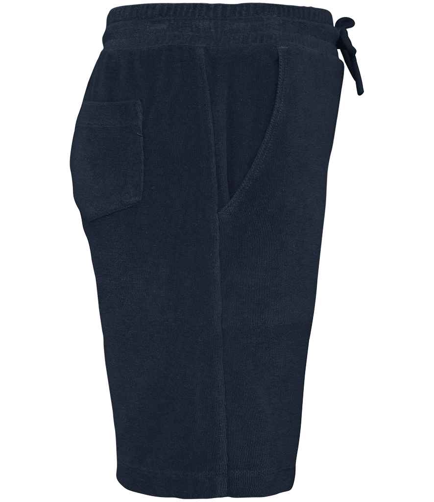 Native Spirit Kids Drawcord Terry Towel Shorts in Navy, side view