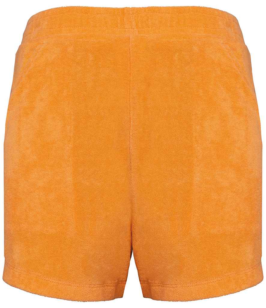 Native Spirit Kids Terry Towel Shorts in Apricot, back view