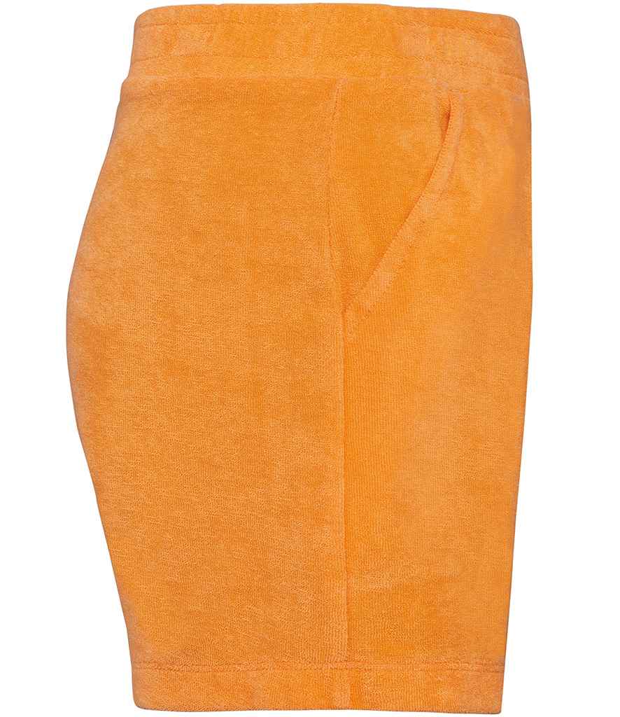 Native Spirit Kids Terry Towel Shorts in Apricot, side view