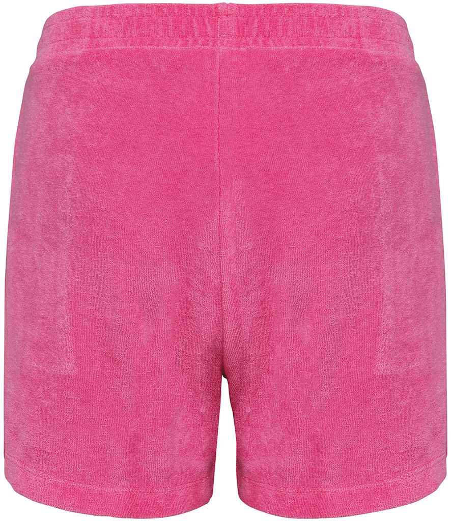 Native Spirit Kids Terry Towel Shorts in Candy Rose, back view