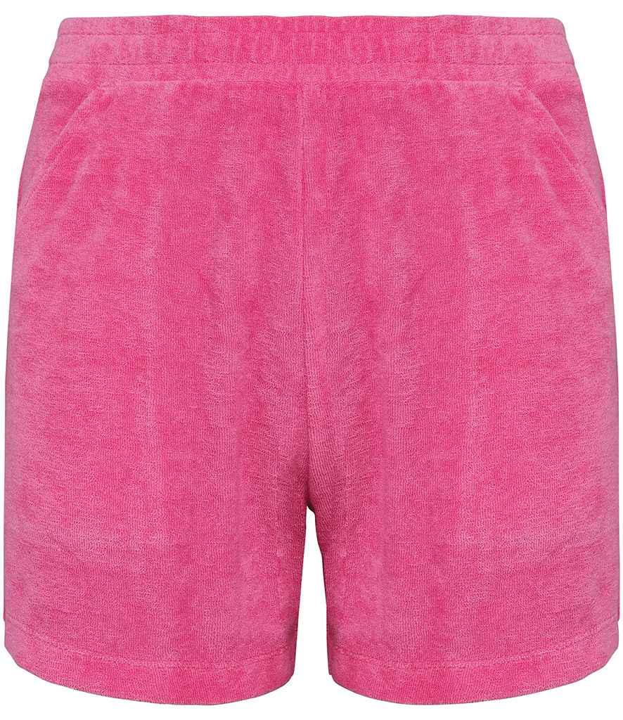 Native Spirit Kids Terry Towel Shorts in Candy Rose, front view