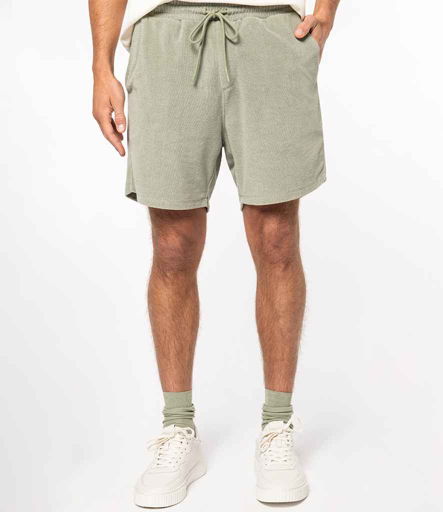 Native Spirit Terry Towel Shorts in Almond Green