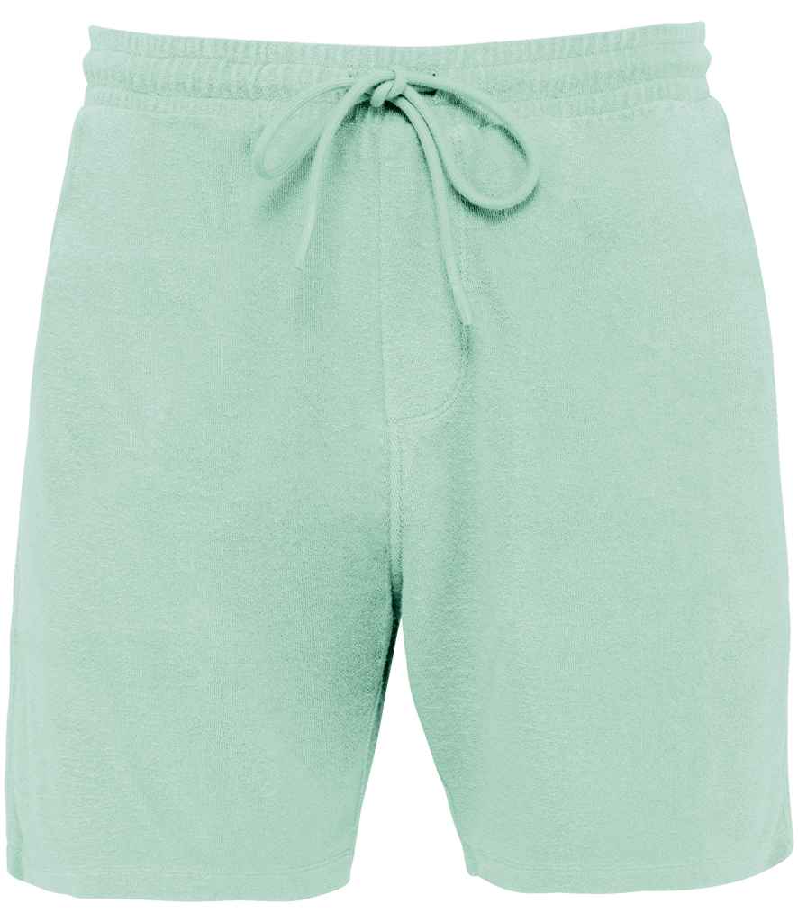 Native Spirit Terry Towel Shorts in Brook Green, front view