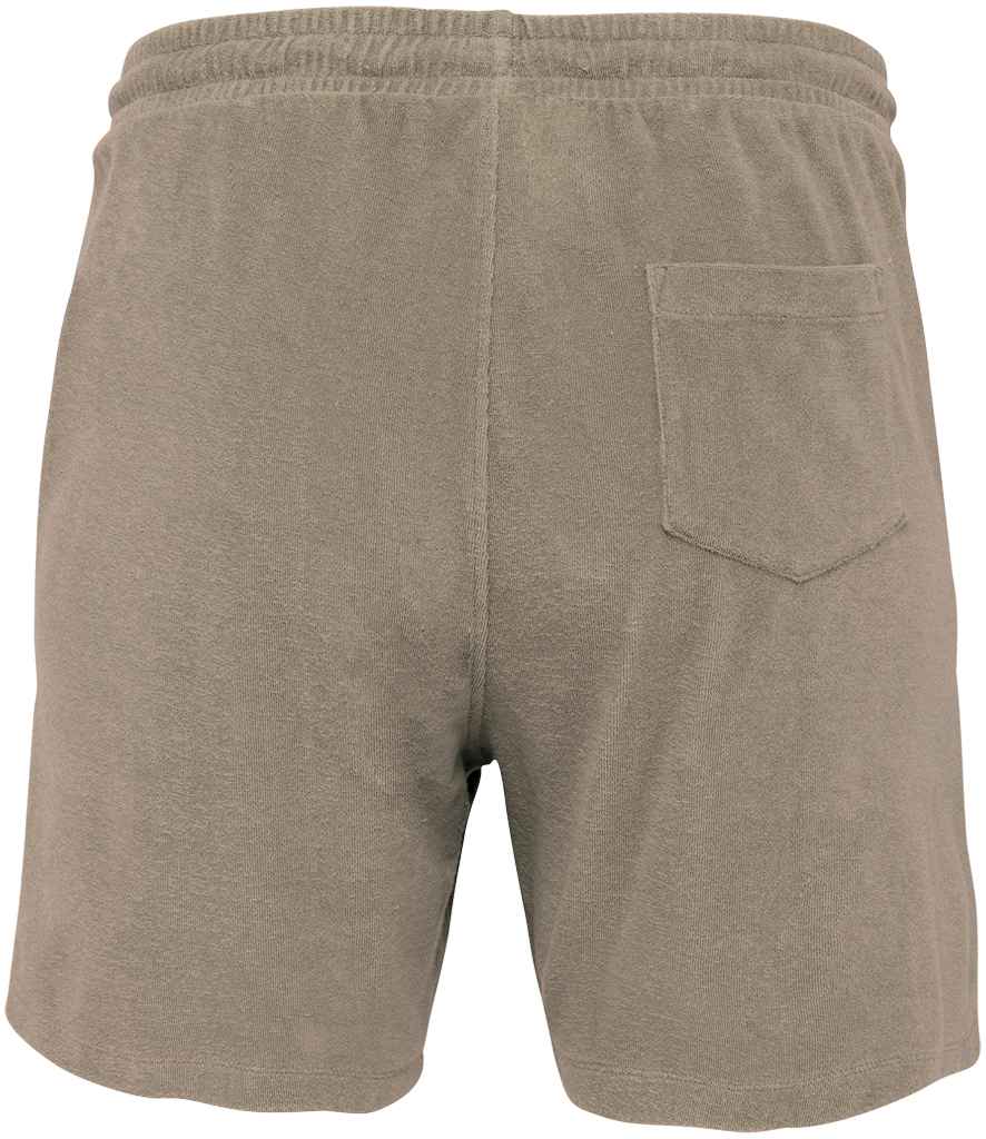 Native Spirit Terry Towel Shorts in Cream Coffee, back view