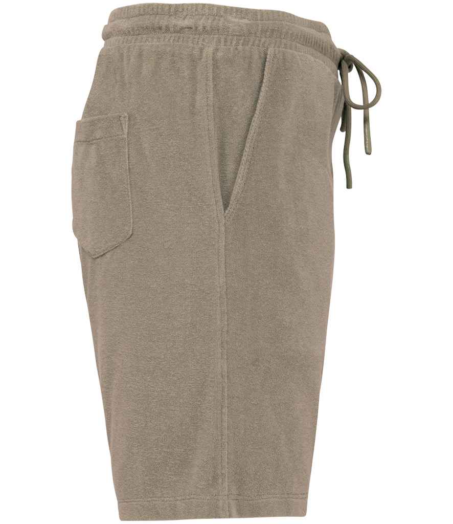 Native Spirit Terry Towel Shorts in Cream Coffee, side view