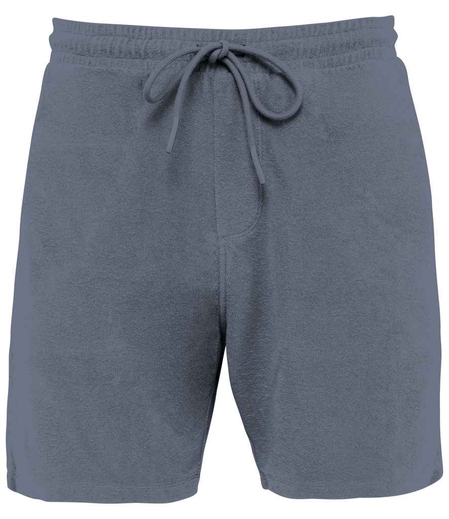 Native Spirit Terry Towel Shorts in Mineral Grey, front view