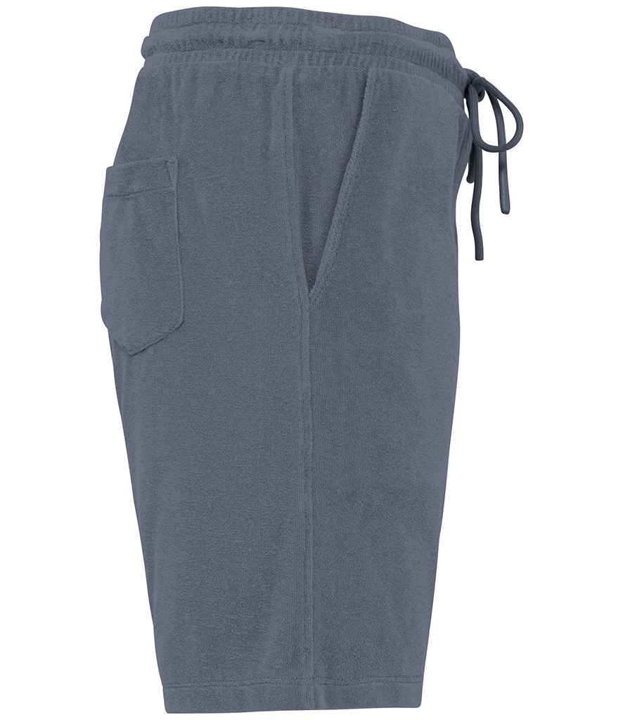Native Spirit Terry Towel Shorts in Mineral Grey, side view