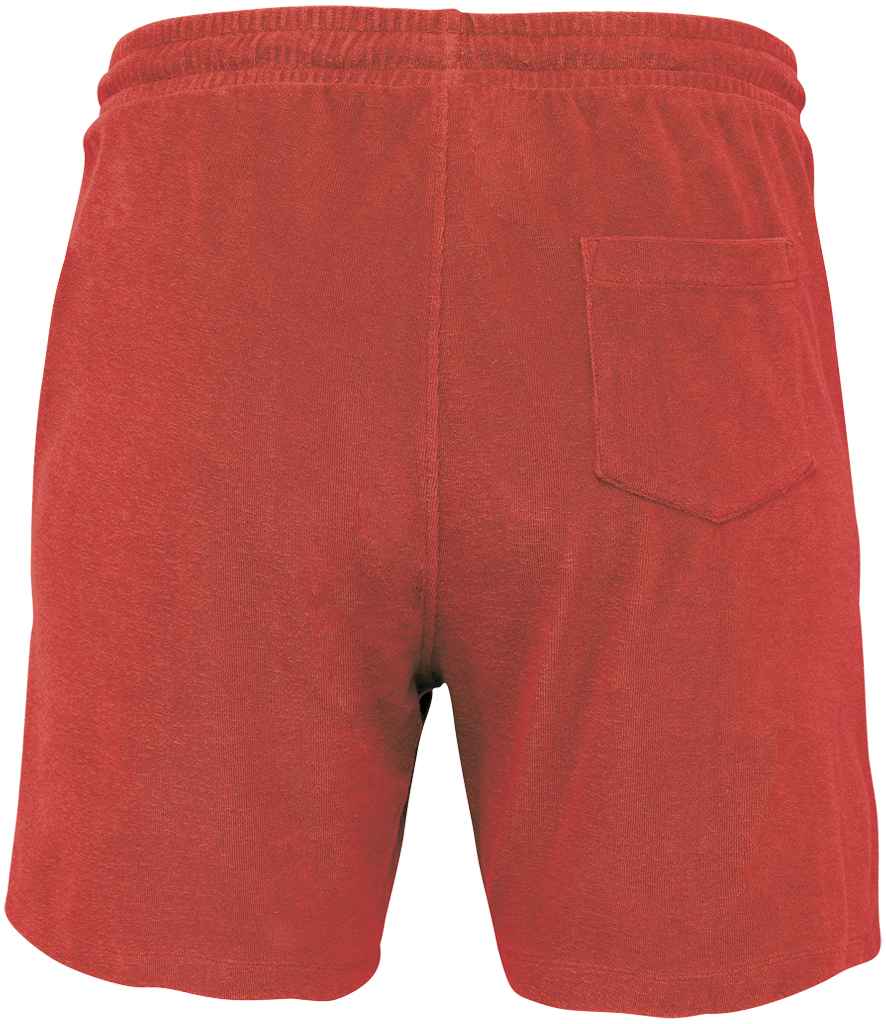 Native Spirit Terry Towel Shorts in Paprika, back view