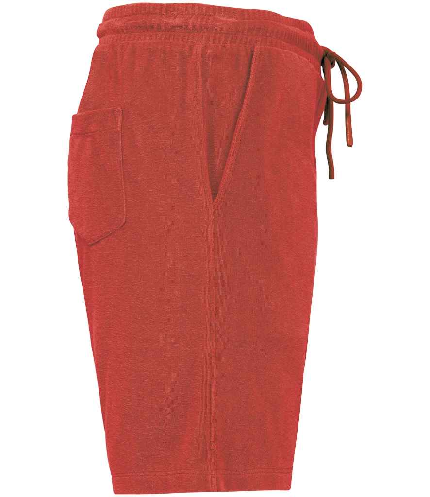 Native Spirit Terry Towel Shorts in Paprika, side view