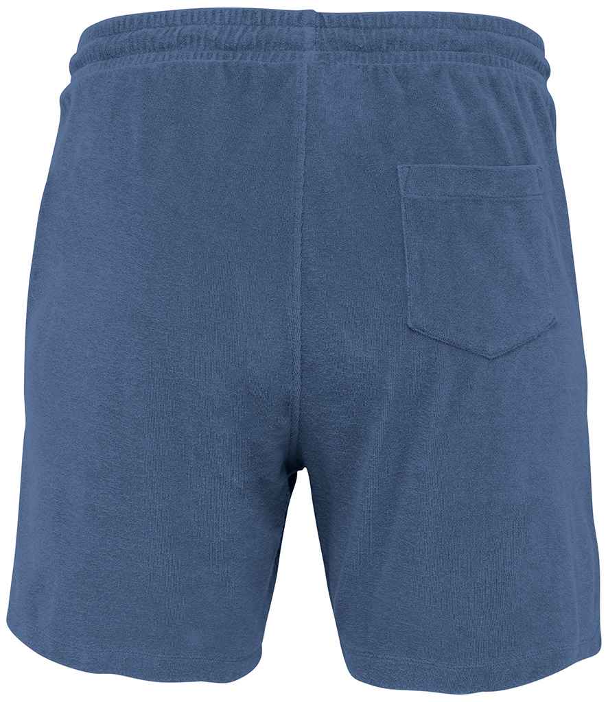 Native Spirit Terry Towel Shorts in Riviera blue, back view