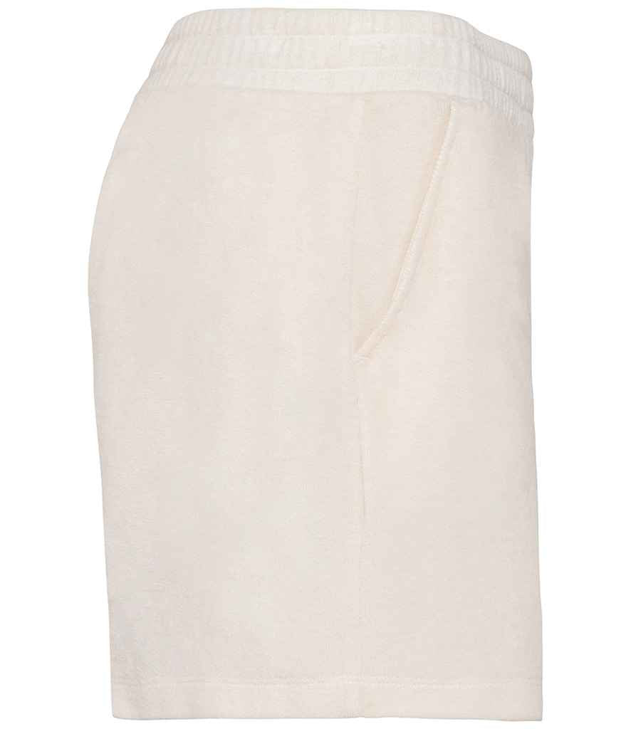 Native Spirit Ladies Terry Towel Shorts in Ivory, side view